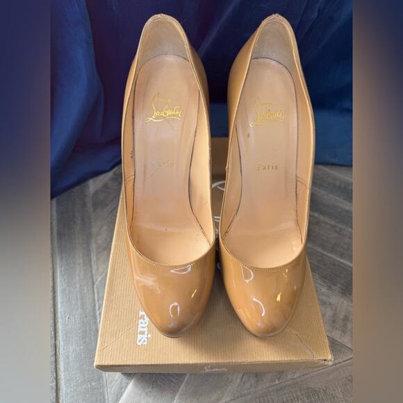 Christian Louboutin Almond Toed Bianca 140 Heels - Camel Patent Leather | 40.5 - Picture 14 of 16